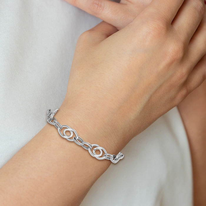 14K Solid White Gold Link Chain Bracelet