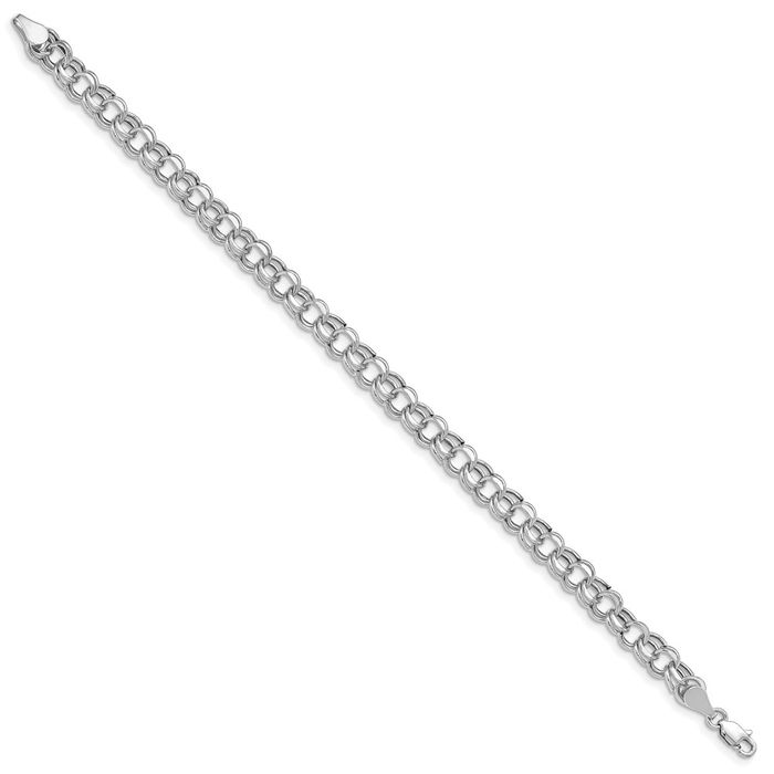 14K Solid White Gold Lite 5.5mm Double Link Chain Charm Bracelet