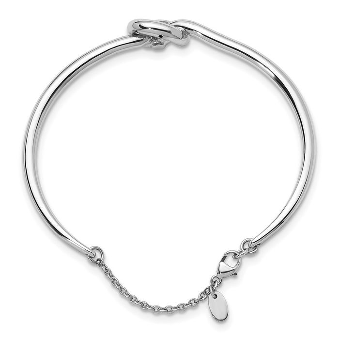 14K Solid White Gold Love Knot Chain Cuff Charm Bracelet