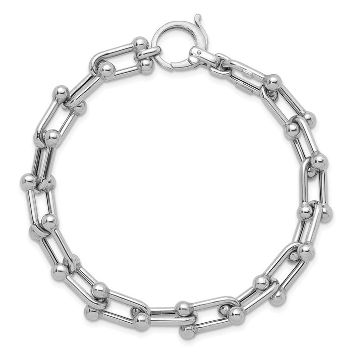 14K Solid White Gold Anchor Mariner Link Chain Bracelet