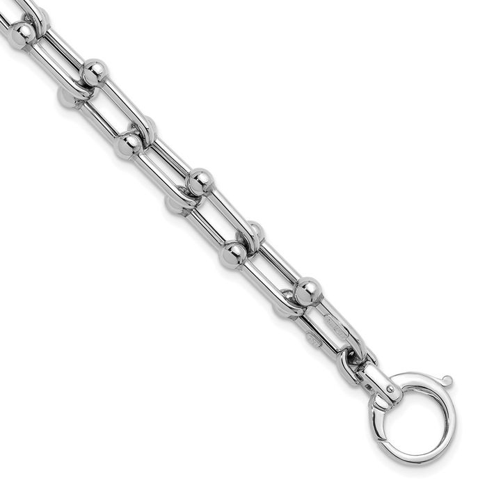 14K Solid White Gold Anchor Mariner Link Chain Bracelet