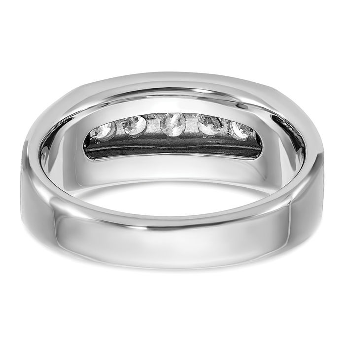 10K Solid White Gold Mens 5 Stone Diamond Wedding Band Ring