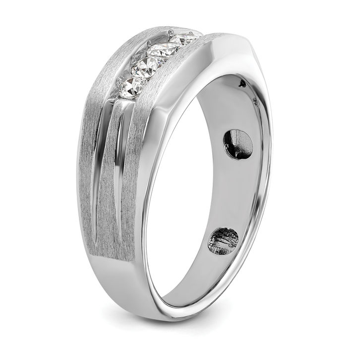 10K Solid White Gold Mens 5 Stone Diamond Wedding Band Ring