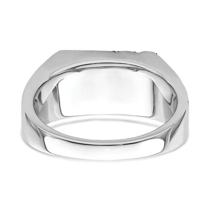 14K Solid White Gold Black Onyx Diamond Mens Ring Gemstone Band