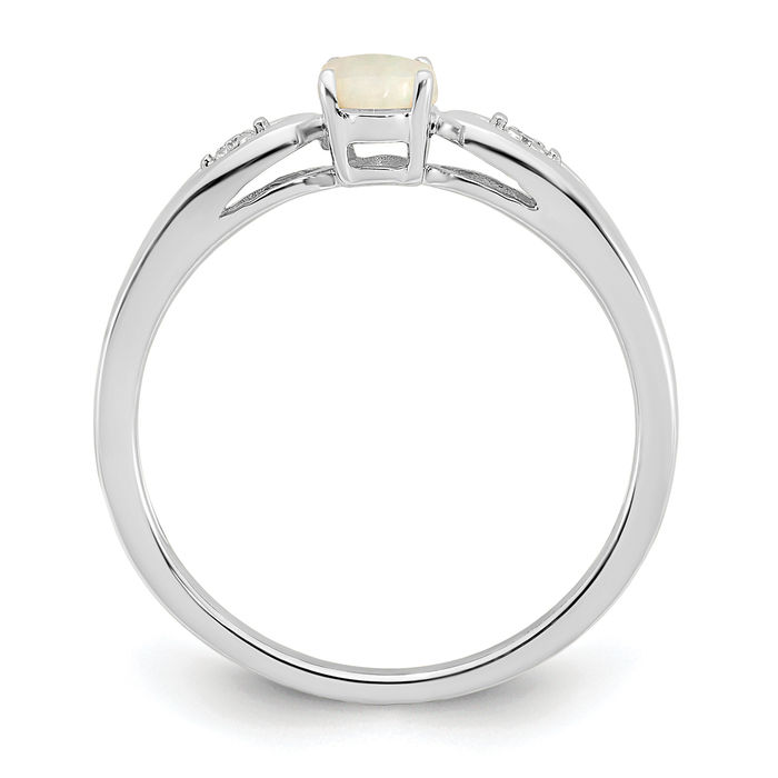 14K Solid White Gold Opal Diamond Ring - Picture 11 of 44