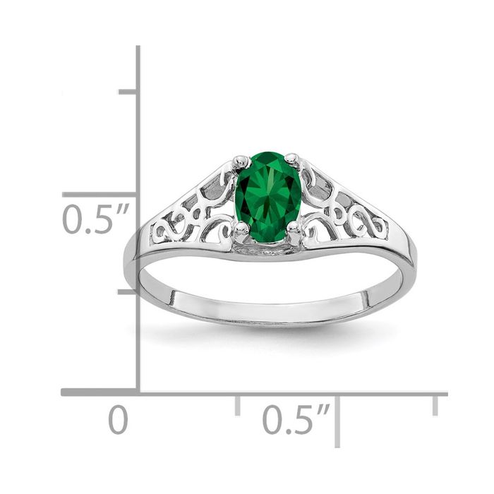 Bague hélénite Saint Hélène monture ovale en en ligne or blanc massif 14 carats