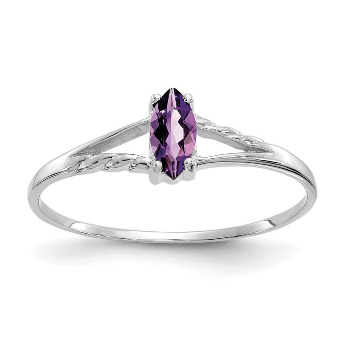 14K Solid White Gold Amethyst Ring - Picture 10 of 36