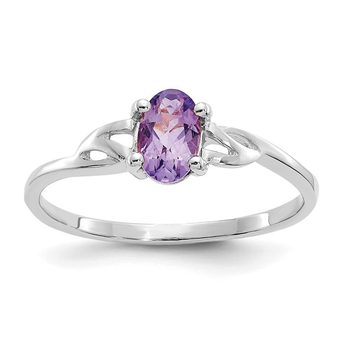 14K Solid White Gold Amethyst Ring - Picture 7 of 60