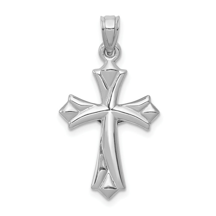 14K Solid White Gold Reversible Lord Jesus Christ Crucifix Holy Cross Necklace Religious Chain Pendant Charm