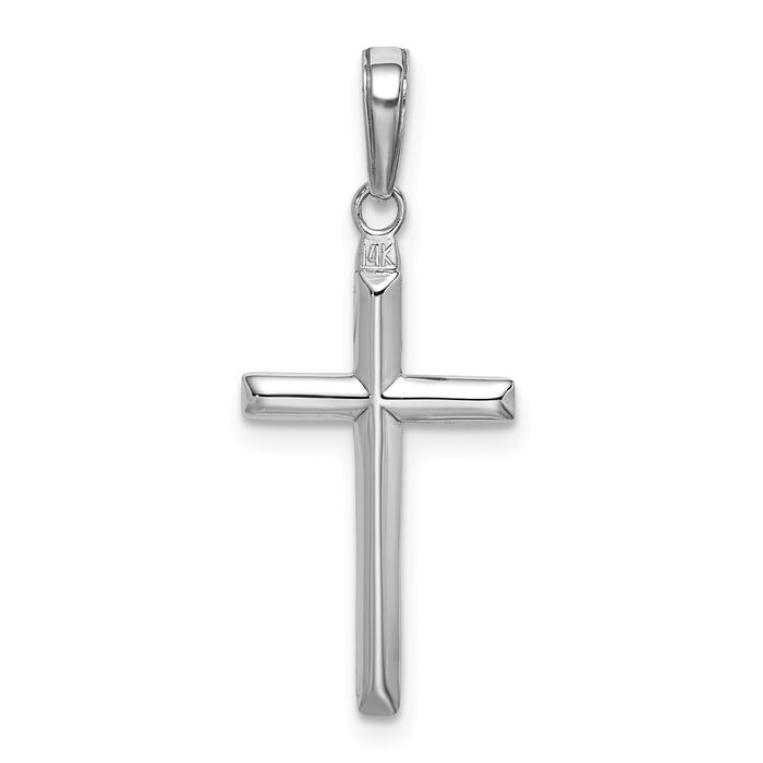 14K Solid White Gold Reversible Latin Mexican Holy Cross Necklace Religious Chain Pendant Jesus Christ Christian Charm