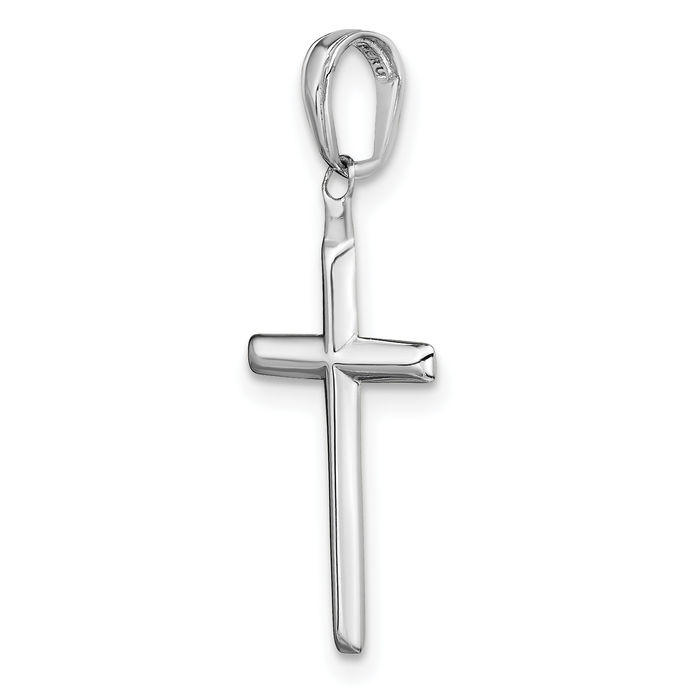 14K Solid White Gold Reversible Latin Mexican Holy Cross Necklace Religious Chain Pendant Jesus Christ Christian Charm