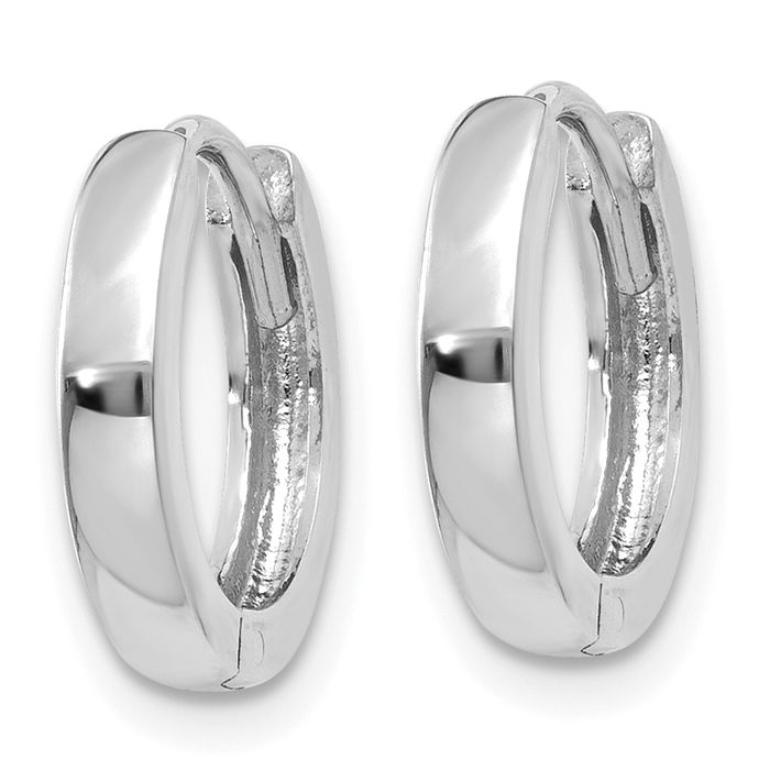 14K Solid White Gold Round Huggie Mini Small Hoop Earrings