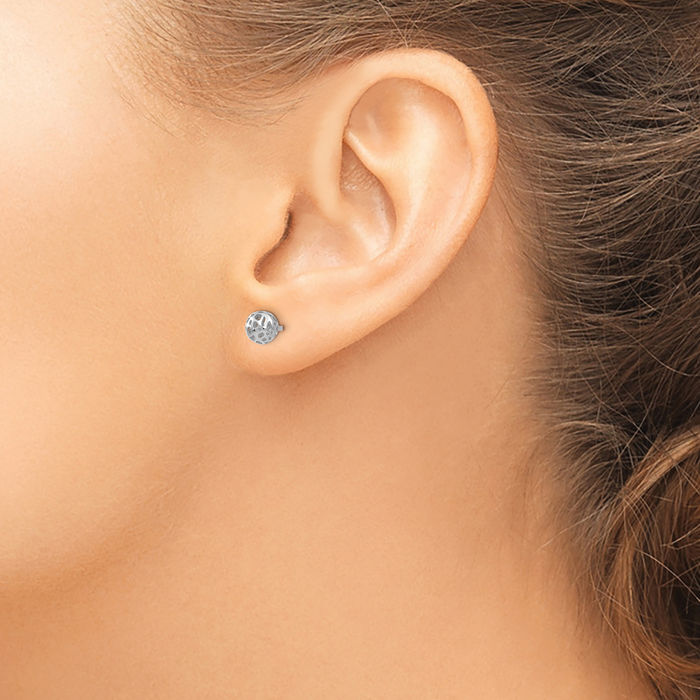 14K Solid White Gold Ball Stud Earrings