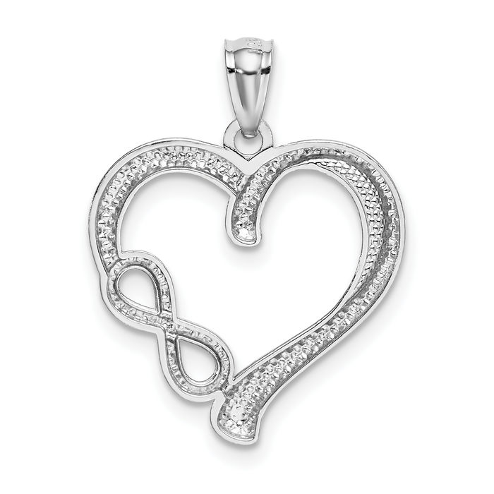 14K Solid White Gold Infinity Twisted Love Knot Symbol Heart Necklace Chain Pendant Charm