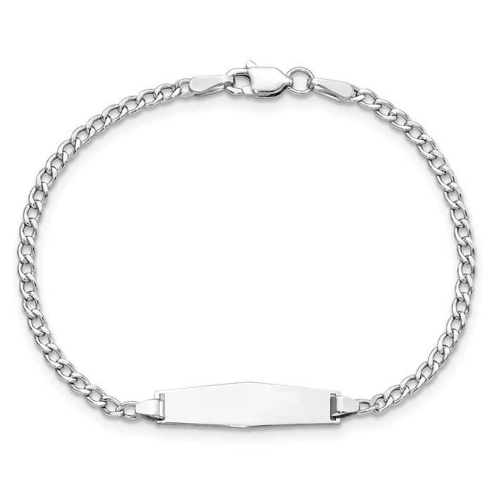 14K Solid White Gold Soft Cuban ID Bracelet - Picture 8 of 17