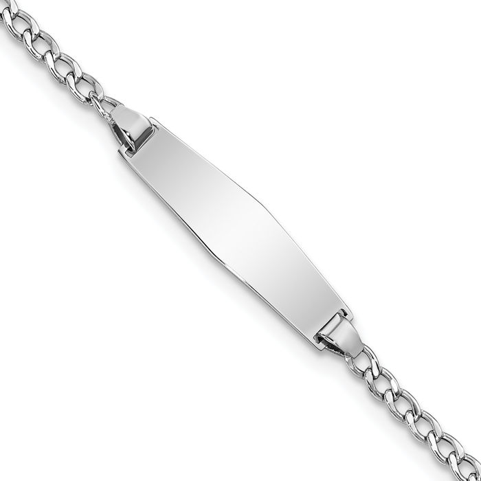 14K Solid White Gold Soft Cuban ID Bracelet - Picture 9 of 17