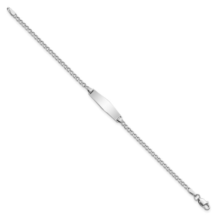 14K Solid White Gold Soft Cuban ID Bracelet - Picture 10 of 17