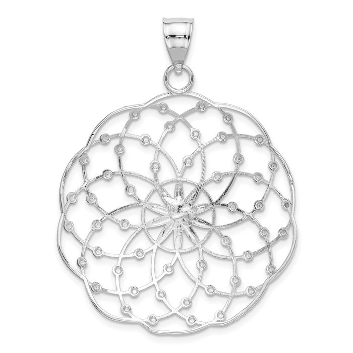 14K Solid White Gold Sphere Necklace Chain Pendant Charm