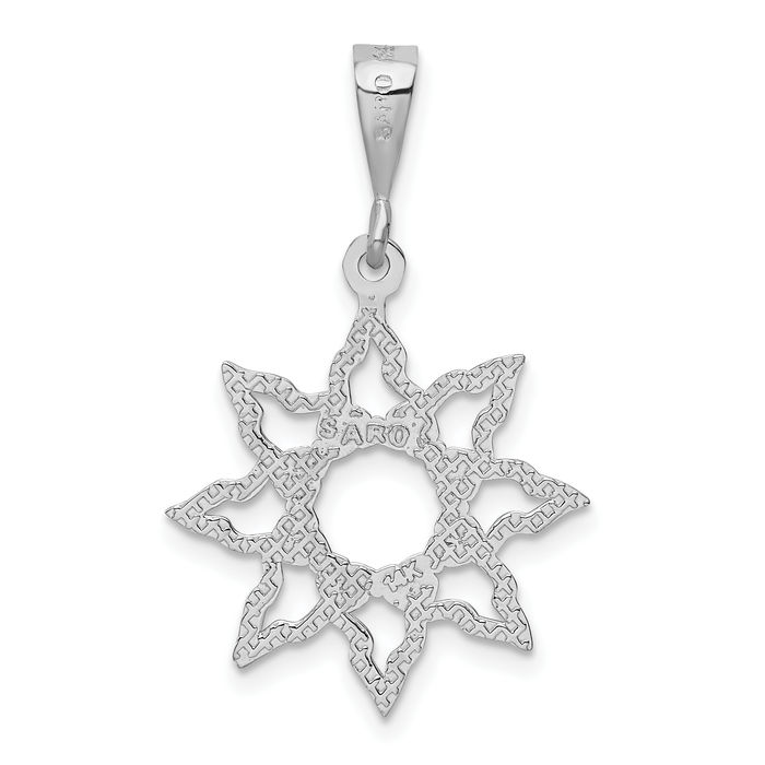 14K Solid White Gold Sun Necklace Sunshine Pendant Sunburst Charm Celestial Jewelry