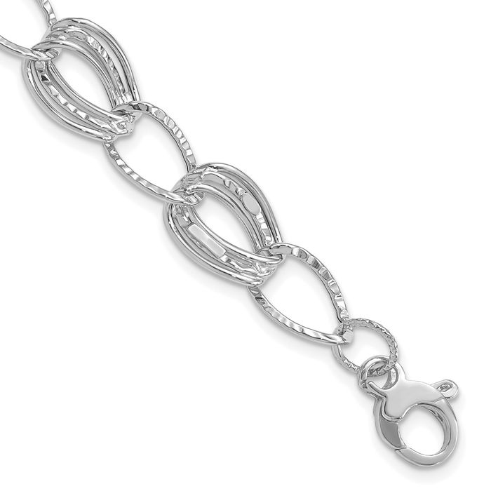 14K Solid White Gold Chain Bracelet