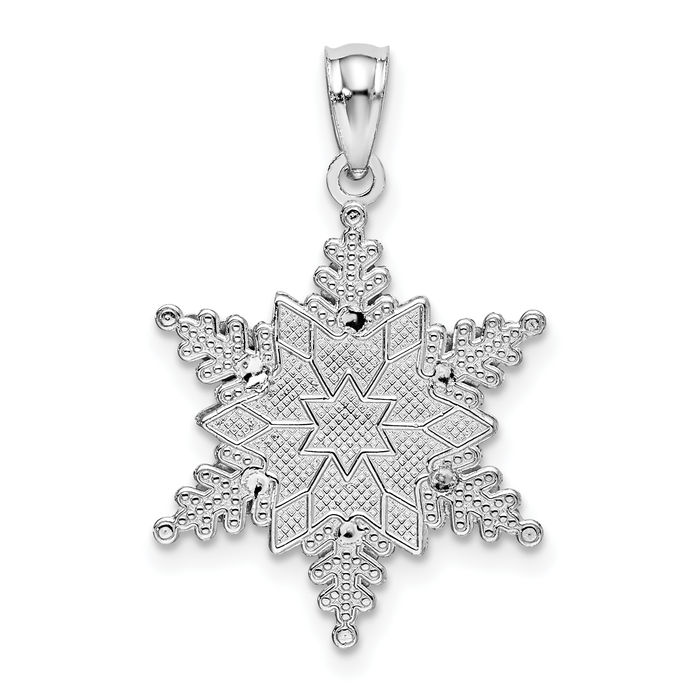 14K Solid White Gold 2 Level Snowflake Necklace Chain Pendant Charm