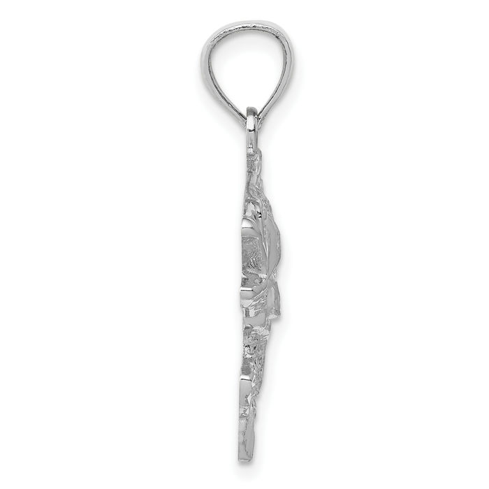 14K Solid White Gold Bass Fish Necklace Chain Pendant Charm