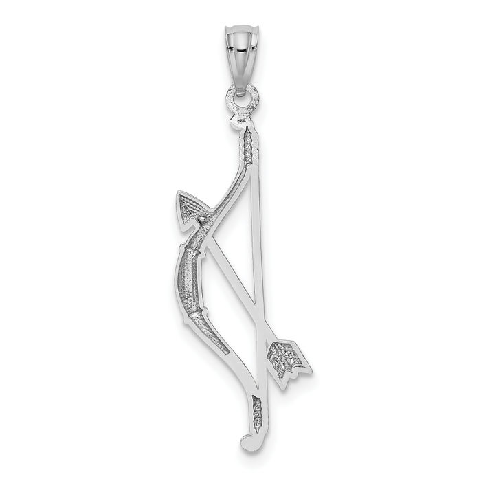 14K Solid White Gold Bow Arrow Necklace Chain Pendant Charm