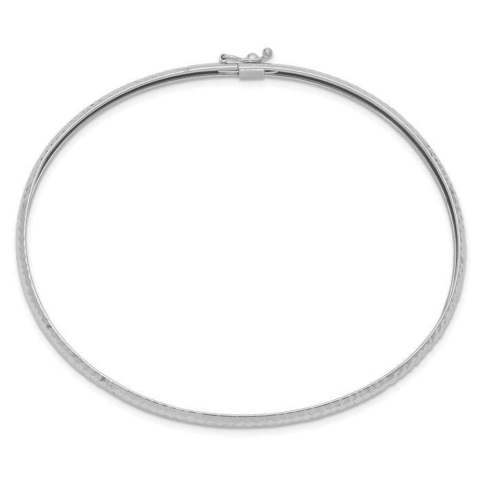 14K Solid White Gold Flexible Bangle Bracelet - Picture 10 of 12