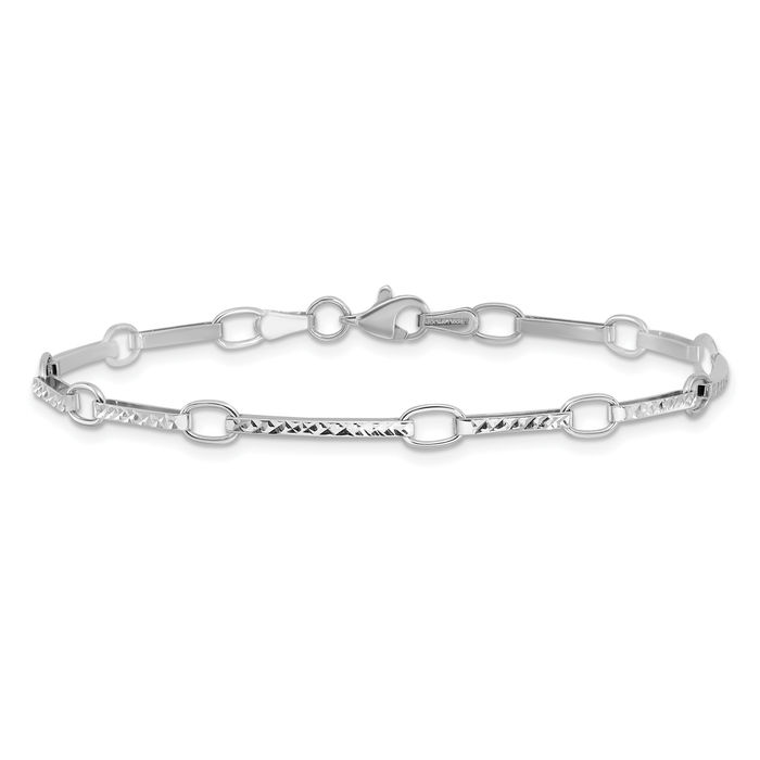 14K Solid White Gold Link Chain Bracelet