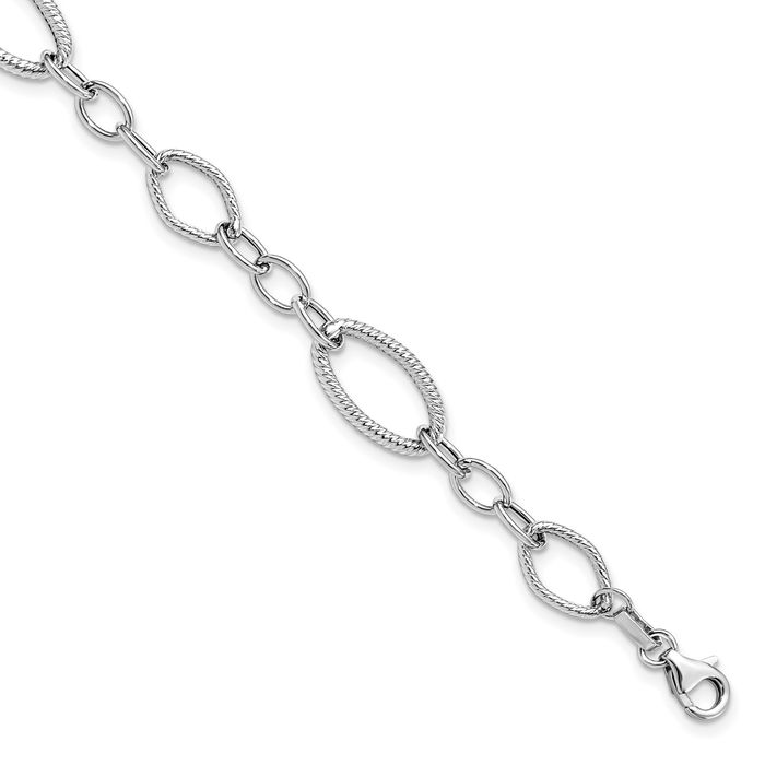 14K Solid White Gold Link Chain Bracelet