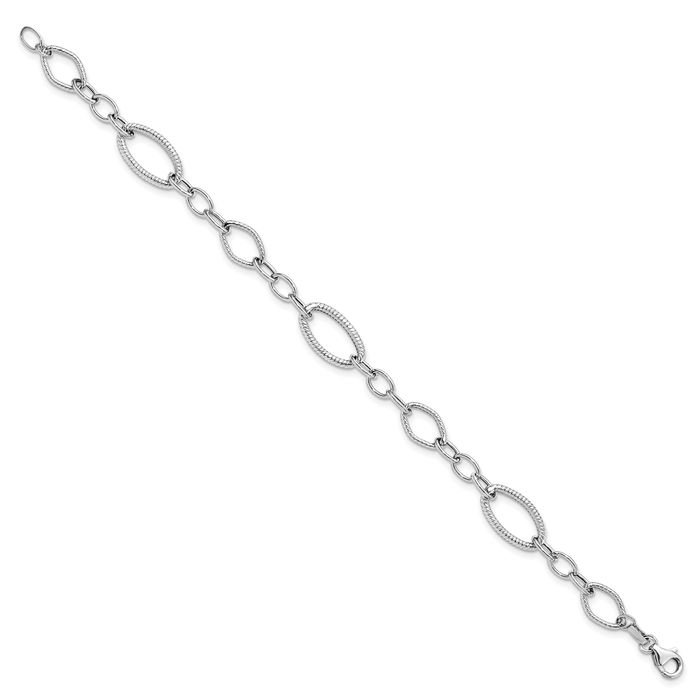 14K Solid White Gold Link Chain Bracelet