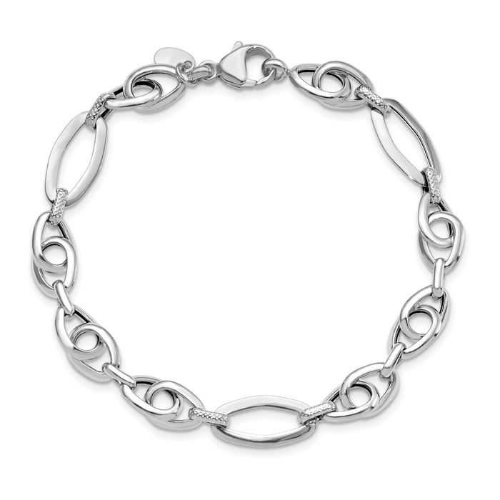 14K Solid White Gold Link Chain Bracelet