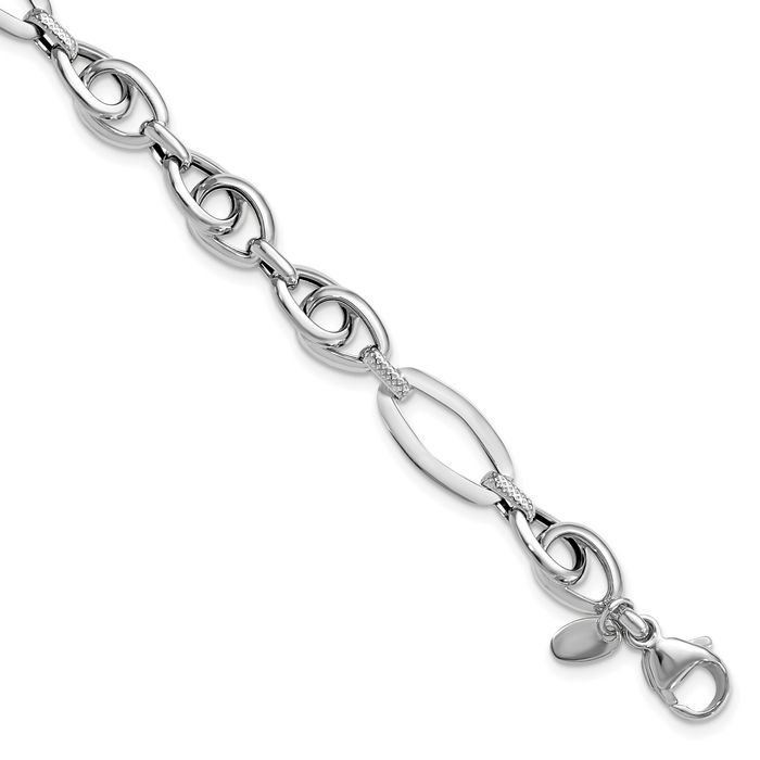 14K Solid White Gold Link Chain Bracelet