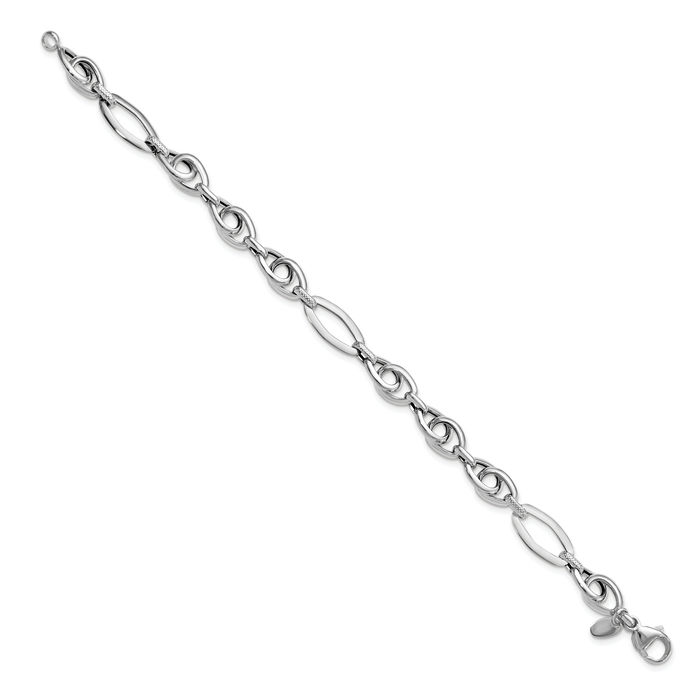 14K Solid White Gold Link Chain Bracelet