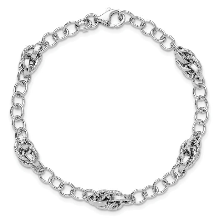 14K Solid White Gold Link Chain Bracelet