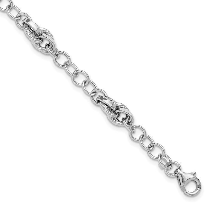 14K Solid White Gold Link Chain Bracelet