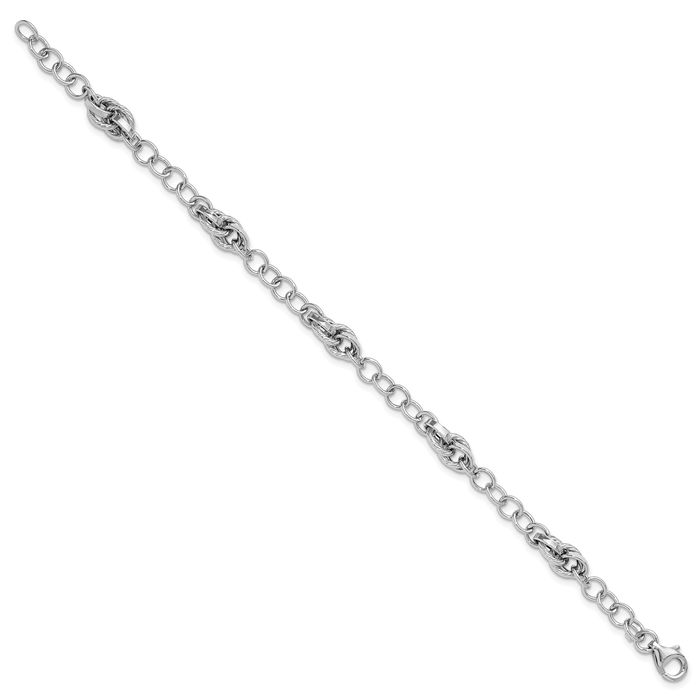 14K Solid White Gold Link Chain Bracelet