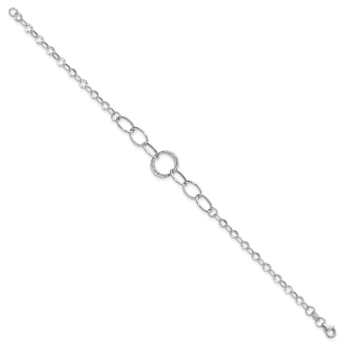 14K Solid White Gold Link Chain Bracelet