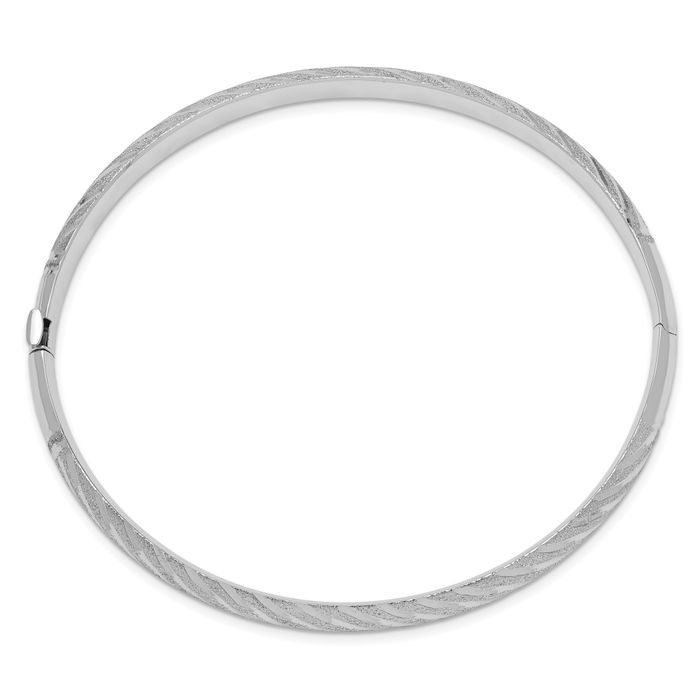 14K Solid White Gold Twisted Bangle Bracelet