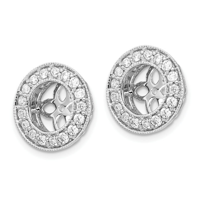 14K Solid White Gold Lab Diamond 7mm Studs Earring Jackets for
