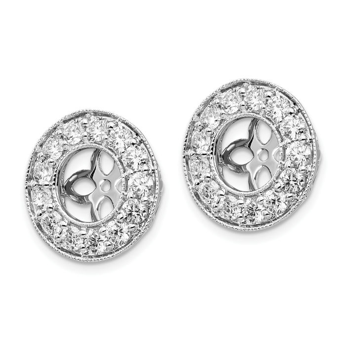 14K Solid White Gold 1 1/4carat Lab Diamond 6mm Studs Earring Jackets for