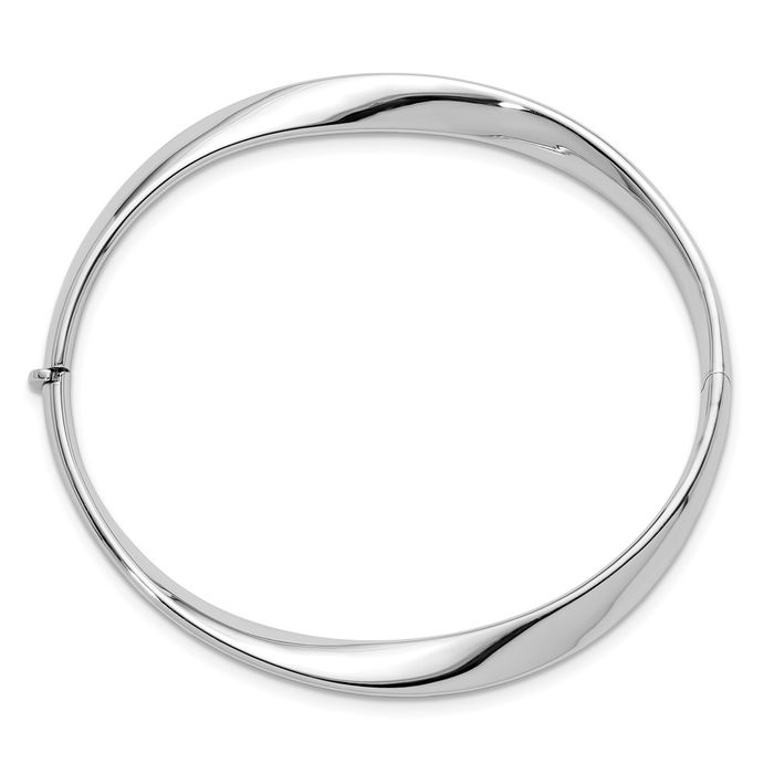 14K Solid White Gold Twisted Bangle Bracelet