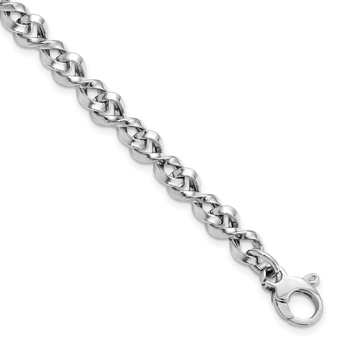 14K Solid White Gold Twisted Link Chain Bracelet