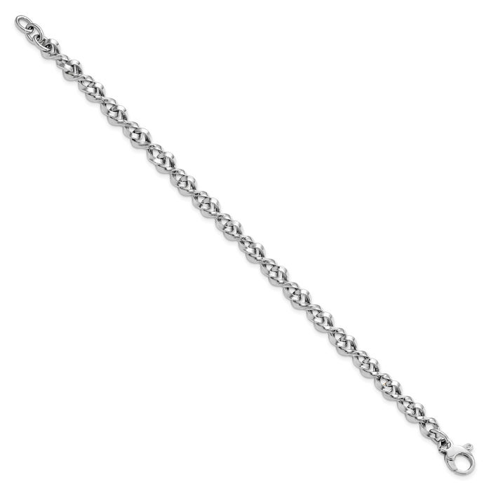 14K Solid White Gold Twisted Link Chain Bracelet