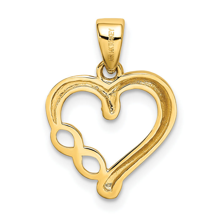 14K Solid Two Tone Yellow White Gold Infinity Twisted Love Knot Symbol Heart Necklace Chain Pendant Charm