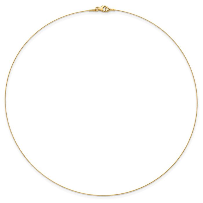 14K Solid Yellow Gold 0.5mm Single Neck Collar Neckwire Chain Cuff Choker ... - Picture 8 of 22