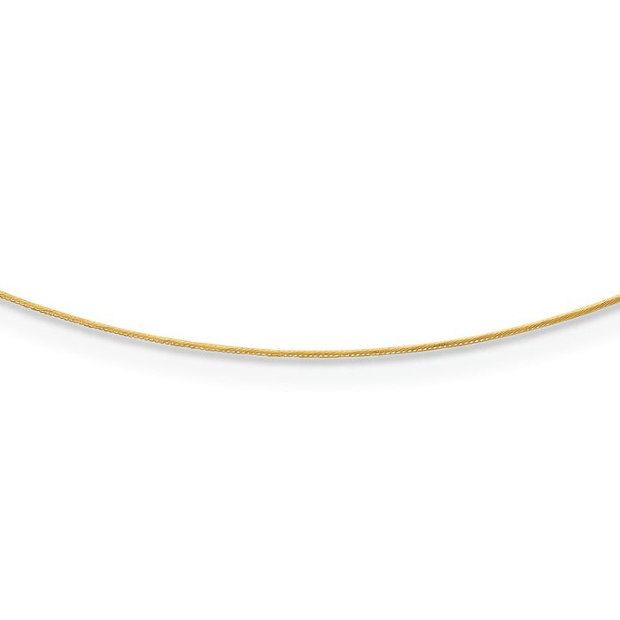 14K Solid Yellow Gold 0.5mm Single Neck Collar Neckwire Chain Cuff Choker Necklace