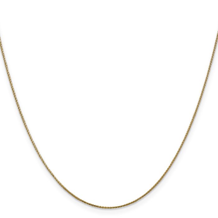 14K Solid Yellow Gold 0.65mm Spiga Wheat Link Chain Necklace