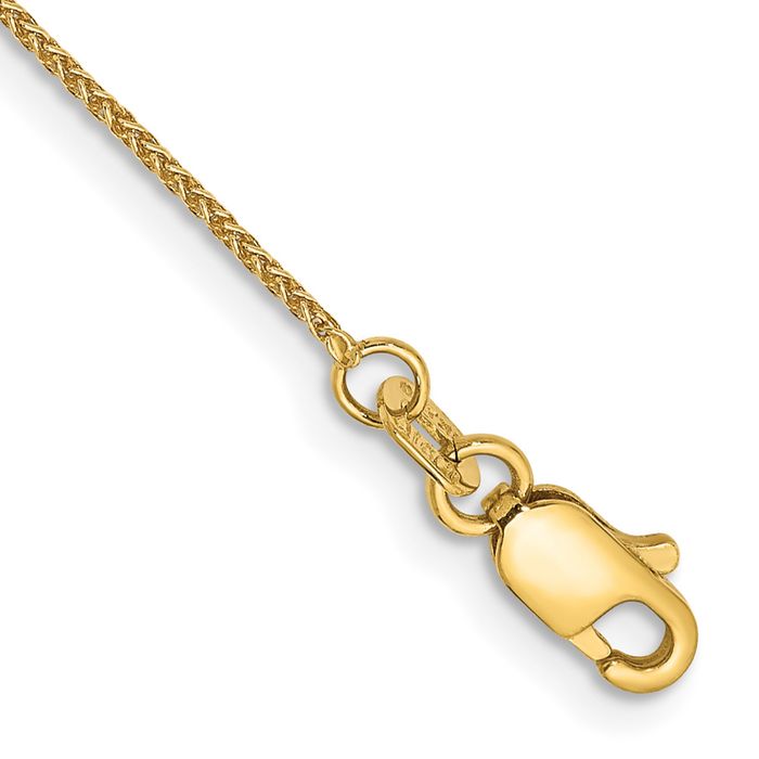 14K Solid Yellow Gold 0.85mm Spiga Wheat Link Chain Bracelet - Picture 8 of 12