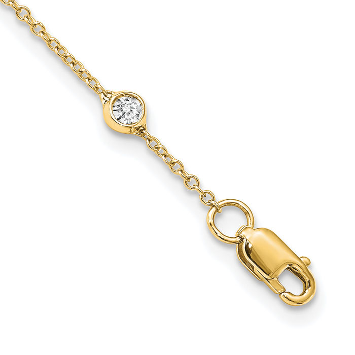 14K Solid Yellow Gold Lab Diamond 16 Station Necklace Chain